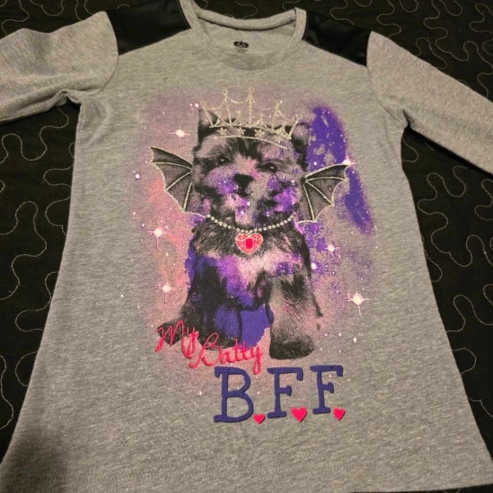Halloween My Batty BFF Girl's Princess Bat Dog‎ Long Sleeve Shirt. Size 4/5 XS